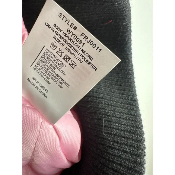 First Row Easy Hours Varsity Letter Contrast Patch Bomber Jacket Snap Pink Small - Picture 9 of 16